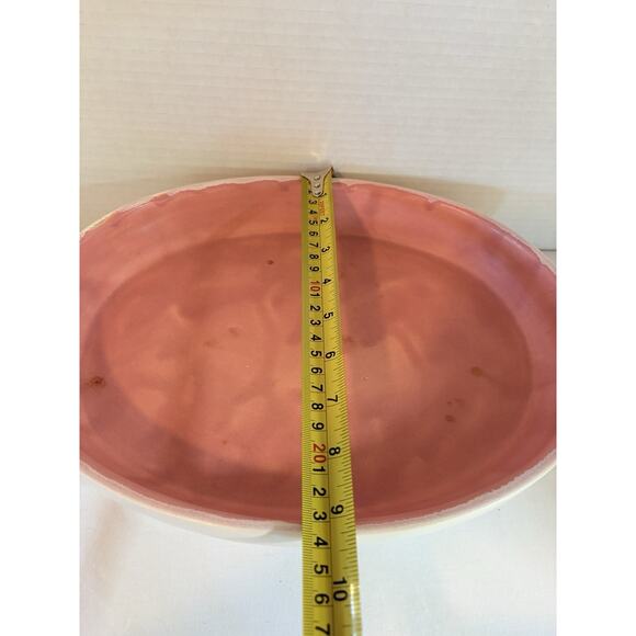 VTG Haeger Pottery Shallow Planter Cream & Pink Colors Oval - Picture 12 of 13
